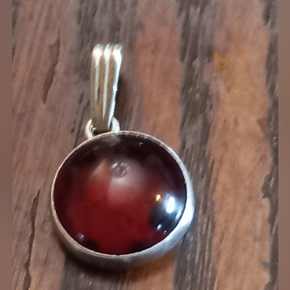 Sterling Silver Baltic Amber Cabochon Pendant - Picture 11 of 15